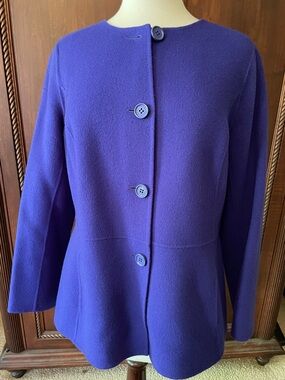 Talbots Vibrant Purple Button-Front Pea Coat